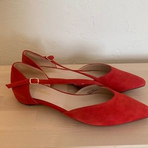 Anthropologie Faryl Robin Red suede flats (6.5)